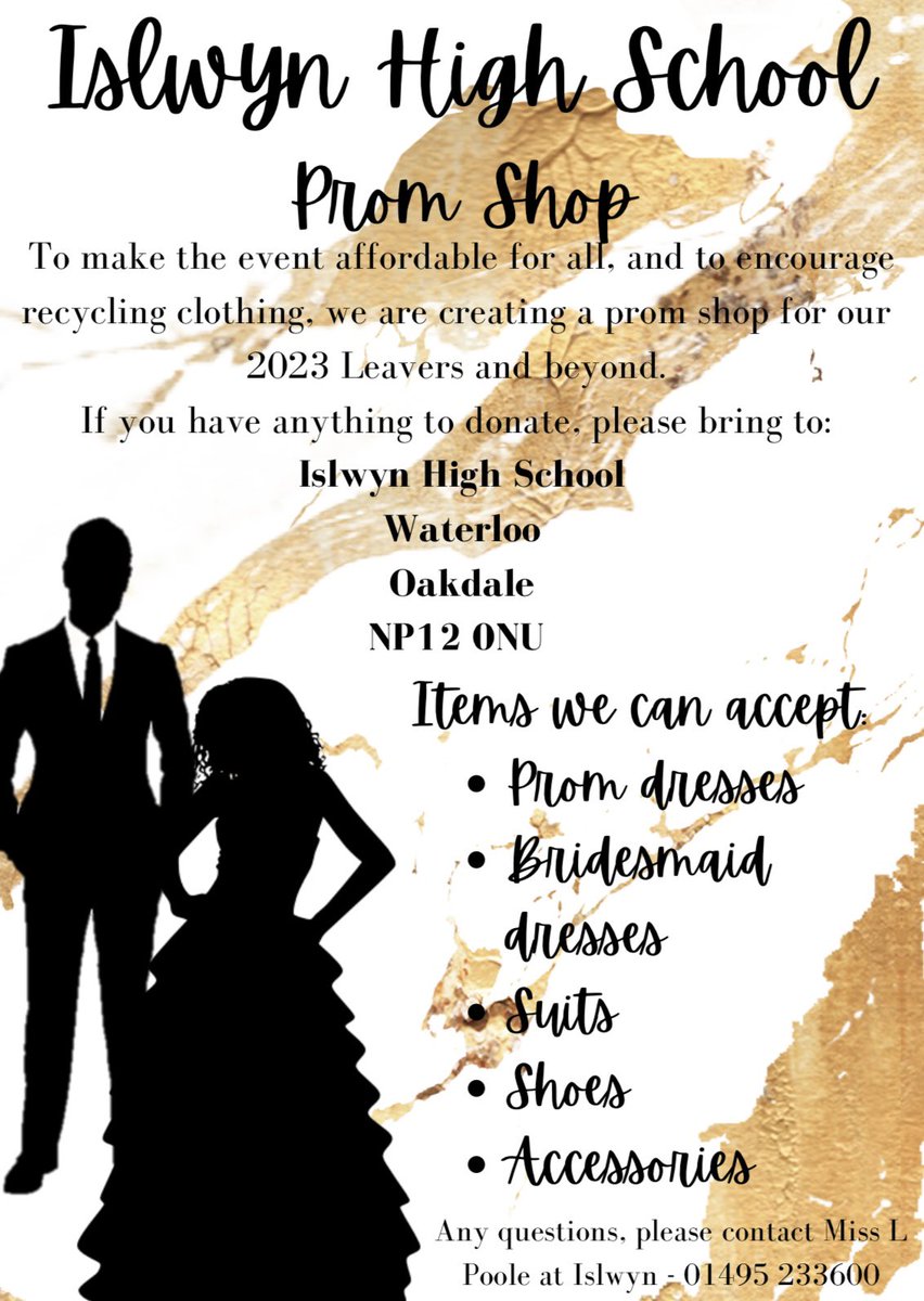 IHS Year 8 (@islwyn2022_2027) on Twitter photo This year, <a href="/IslwynHigh/">Islwyn High School</a> will be running a βProm Shopβ to ensure all learners have the opportunity to attend their prom β¨
If you have anything to donate, please let us know. We would really appreciate it!
Please spread the word βΊοΈ This year, <a href="/IslwynHigh/">Islwyn High School</a> will be running a βProm Shopβ to ensure all learners have the opportunity to attend their prom β¨
If you have anything to donate, please let us know. We would really appreciate it!
Please spread the word βΊοΈ
