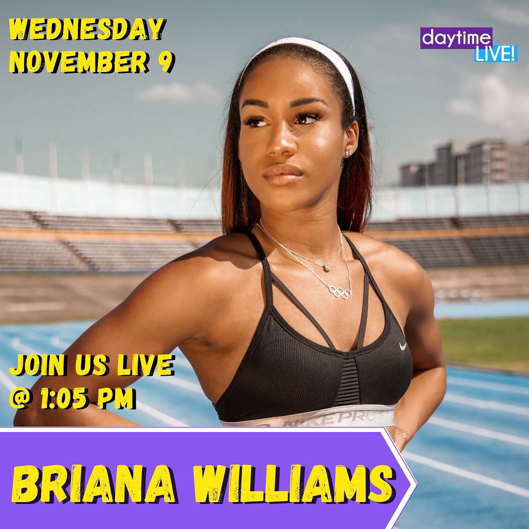 Jamaican sprinter #BrianaWilliams joins us today for games day! Tune in to <a href="/televisionjam1/">Television Jamaica</a> LIVE! @ 1.05pm