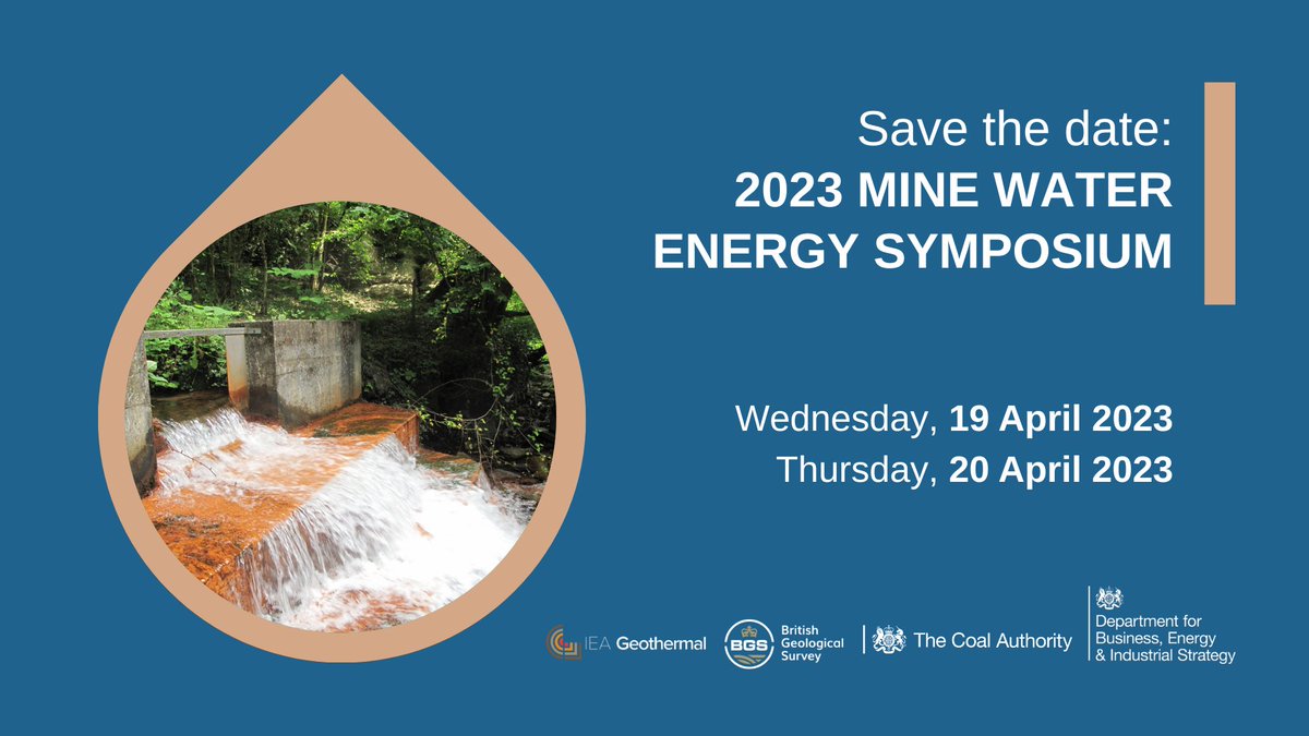 *Save the date* The third @IEA Geothermal Mine Water Energy Symposium will be held online on 19 & 20th April 2023. A call for contributions will be coming soon. #MineWaterEnergy2023