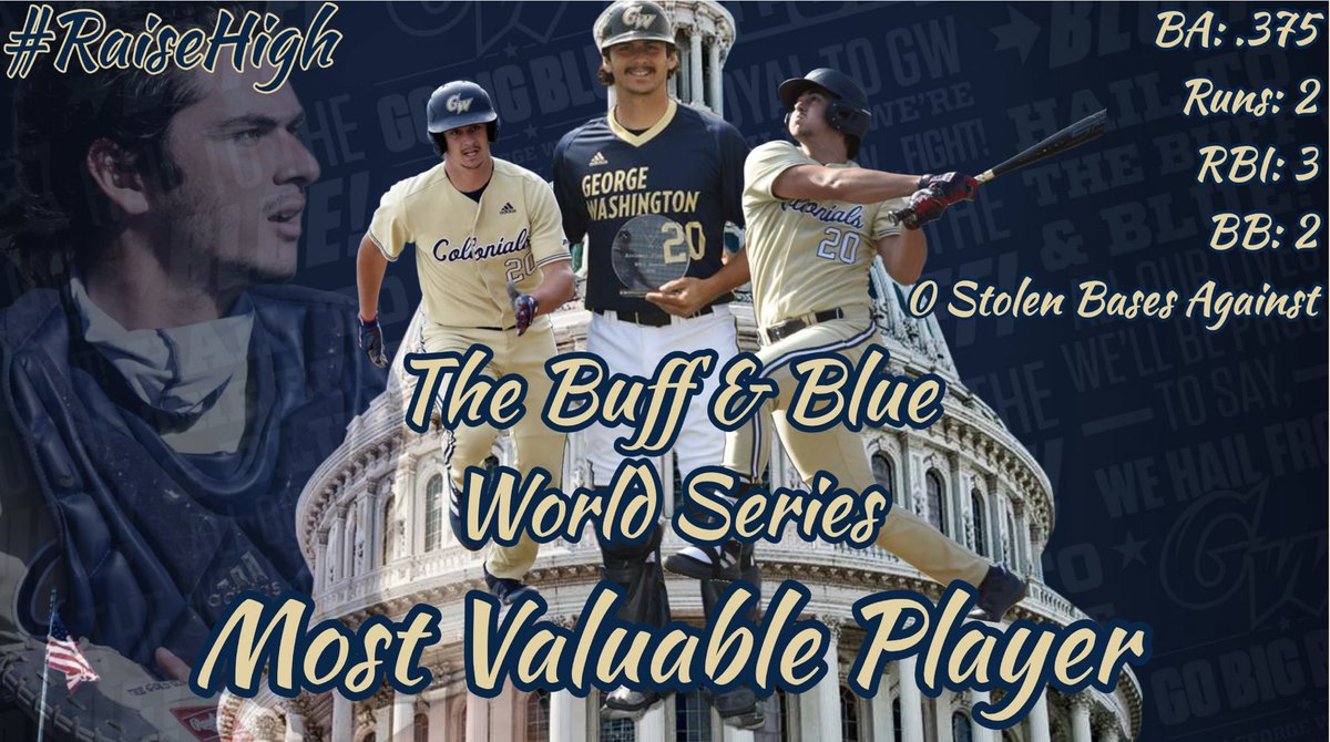 CJONeill511's tweet photo. 📣 Your Buff &amp; Blue WS MVP 📣

@afrech_11 

💪 &amp; 🔵 ⚾️

#RaiseHigh / @GWBaseball1 https://t.co/OgI35McqaP
