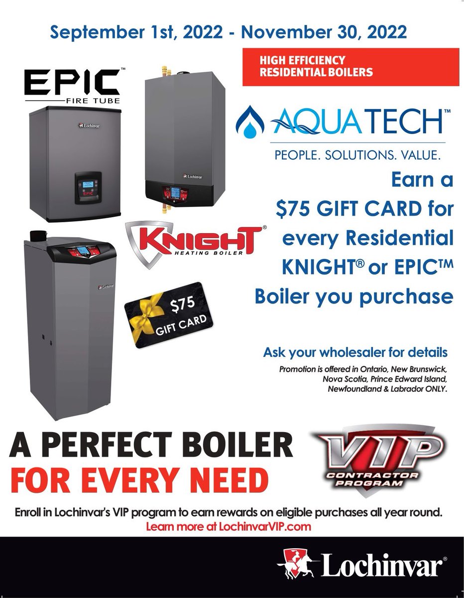 Aquatechcan's tweet photo. Register for our Lochinvar® Contractor VIP Program and get $$$REWARDS$$ back! We are extending the deadline to December 31st! https://t.co/OGEFOcuJja