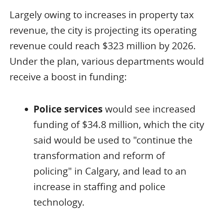 Another $34.8 million to the Calgary Police Service, which already has a documented annual budget of over $450 million. And your property taxes are paying for it.