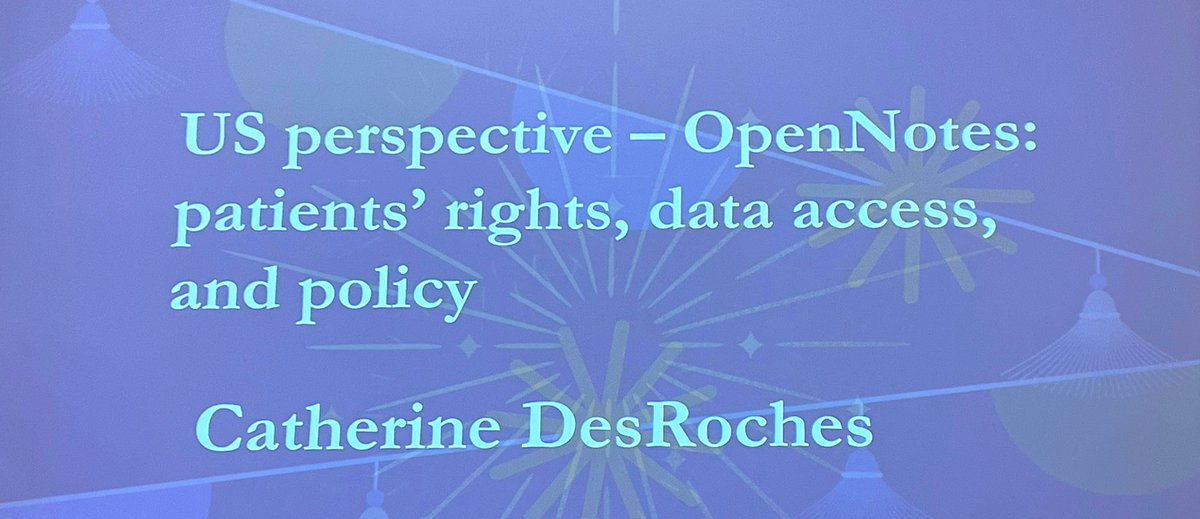 Jumping straight into the final day 1 keynote at #journalen10! Catherine DesRoches, <a href="/cmd418/">Cait DesRoches, DrPH</a>, discusses how note sharing went from what was essentially a fringe practice, all the way to federal law in the US.