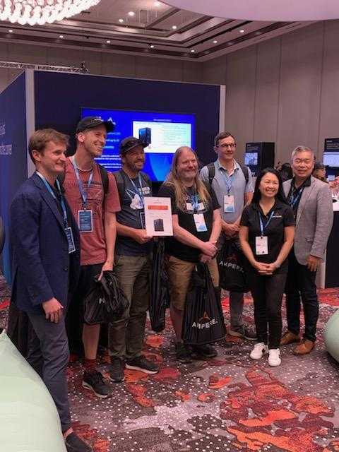 OracleDevs's tweet photo. Congrats to @BjarteBrandt for winning our hackathon with @AmpereComputing at the #DevNucleus at @CloudWorld! By leveraging Ampere AI on #OCI to deploy a website with chatbot functions, he won a @ADLINK_Tech #AmpereAltra Developer Platform. π #ODevRel https://t.co/akOzxLecuM