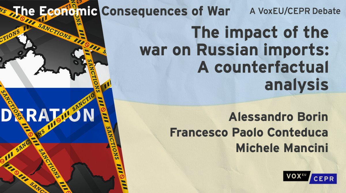 VoxEU (@voxeu) on Twitter photo Counterfactual analysis of the impact of #sanctions on #Russia reveals imports have fallen significantly - especially flows from sanctioning countries - drastically hitting critical, high-tech sectors.
<a href="/AleBarbaBorin/">Alessandro Borin</a>, @fpgrafherzog, <a href="/mikmanc/">Michele Mancini</a> <a href="/bancaditalia/">Banca d'Italia</a>
ow.ly/QzFl50LyKEu Counterfactual analysis of the impact of #sanctions on #Russia reveals imports have fallen significantly - especially flows from sanctioning countries - drastically hitting critical, high-tech sectors.
<a href="/AleBarbaBorin/">Alessandro Borin</a>, @fpgrafherzog, <a href="/mikmanc/">Michele Mancini</a> <a href="/bancaditalia/">Banca d'Italia</a>
ow.ly/QzFl50LyKEu