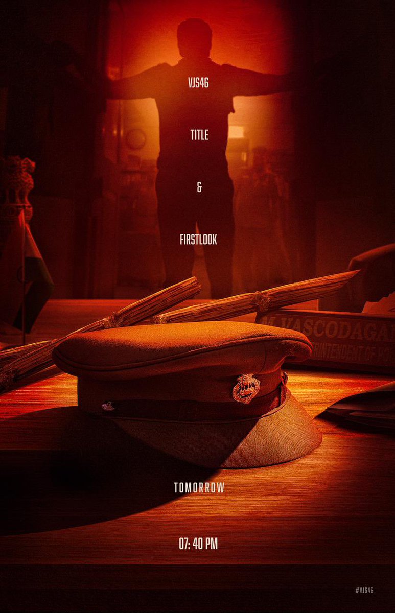 pugazhoffl's tweet photo. Revealing #vjs46 Title and Firstlook tomorrow evening @ 7:40pm .

🚨Stay tuned🚨

@VijaySethuOffl @ponramvvs @immancomposer @kaarthekeyens @anukreethy_vas @stonebenchers  @dineshkrishnanb @vivekharshan @sherif_choreo @Dineshsubbarayan1 @tuneyjohn @VijaytvpugazhO https://t.co/lLHk4SP8h0