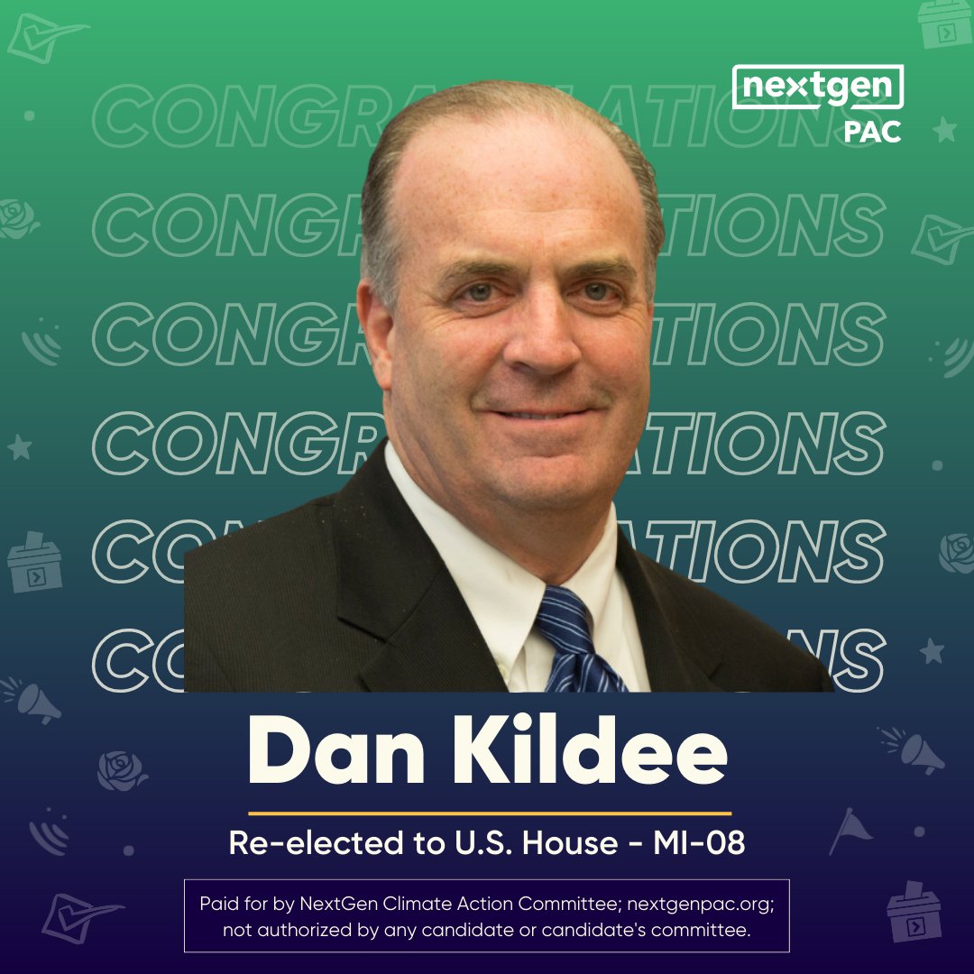 nextgenpaction's tweet photo. Victory! Congratulations to #DanKildee who was just re-elected to serve Michigan’s 8th District in the U.S. House! We’re excited to see Dan continue to boost middle class wages, lower the cost of healthcare and ensure clean drinking water for all! https://t.co/d3V8lVEYen