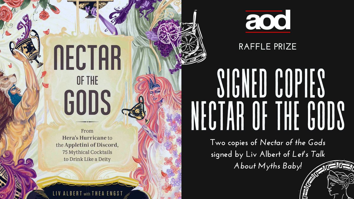 #BigNightIn Raffle Prizes: signed copies of Nectar of the Gods by the wonderful <a href="/livyrants/">Liv “Ruins Mythology” Albert</a> of <a href="/mythsbaby/">Liv / Myths, Baby!</a> Podcast! We’ll be making some cocktails from this book on the night as well…

RSVP here to join us and support our <a href="/BigGive/">Big Give</a> #ChristmasChallenge22: forms.gle/ibcJ7enR5hJw72…