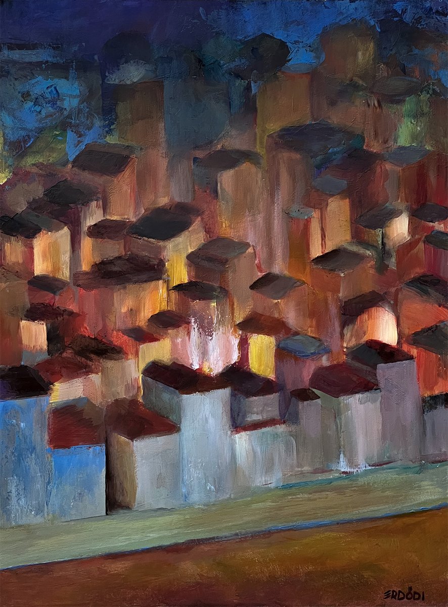 TamasErdodi's tweet photo. Porto Night, 2022 #tamaserdodi #traditionalart  #painting  #artist #boldbrush
#landscapepainting #porto #abstractart https://t.co/kiRMNV7kdK