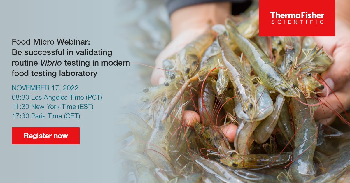 Thermo Scientific (@thermosci) on Twitter photo Want to successfully validate routine Vibrio testing in your food testing laboratory? Maria Nelson, Technical Consultant - <a href="/AOACNews/">AOAC INTERNATIONAL</a>, who will be sharing her experience of validation components in Vibrio testing and benchmarking: ow.ly/eyuj50LyOQb Want to successfully validate routine Vibrio testing in your food testing laboratory? Maria Nelson, Technical Consultant - <a href="/AOACNews/">AOAC INTERNATIONAL</a>, who will be sharing her experience of validation components in Vibrio testing and benchmarking: ow.ly/eyuj50LyOQb