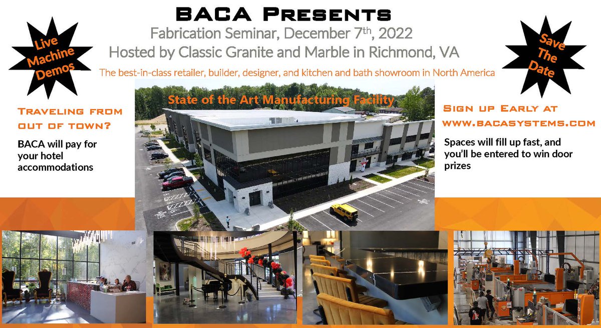 RockheadGroup's tweet photo. SAVE THE DATE! On December 7, 2022, you’re invited to Classic Granite and Marble in Richmond VA for their Digital Fabrication Seminar. Early registration is open! Click here to learn more: https://t.co/816rMQ2vO6 https://t.co/uM0lRNRwjT