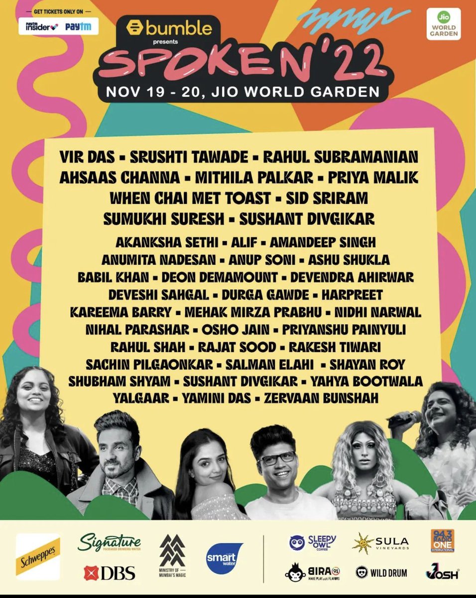 So pleased yet again to be a part of this unique festival that celebrates words, thoughts, opinions, poetry, stories, music, art, food and everything else that's worth living for @spokenfest More names to be announced @KOMMUNEity Get your tickets Mumbai❤️ insider.in/spoken-fest-mu…