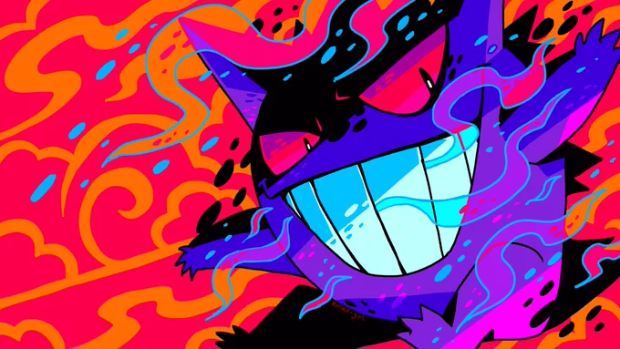 A gengar wallpaper ko-fi commission! I have a couple slots still open too 