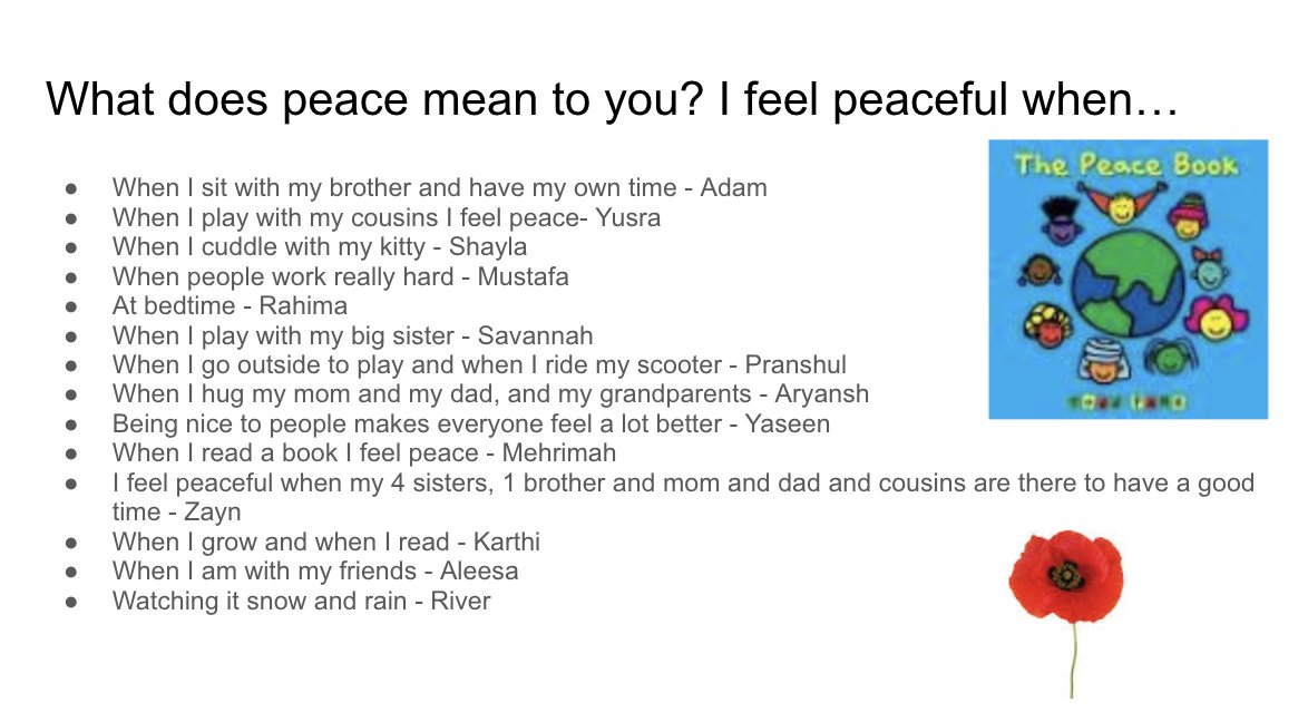 What peace means to 1-4 <a href="/DesmondHDSB/">Viola Desmond Public School</a>
