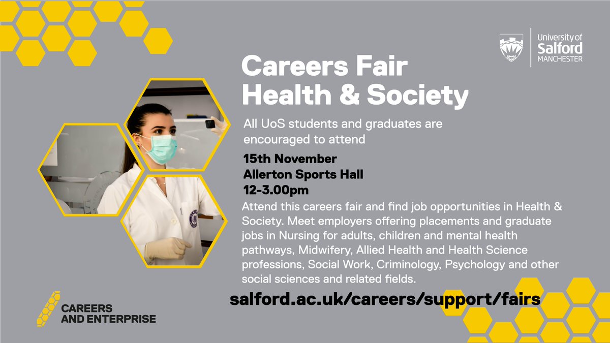 CareersChristie's tweet photo. 💫 We're attending the University of Salford Careers Fair! Come along and find out more about starting your career with @TheChristieNHS 

📅15/11/22
📍 Allerton Sports Hall, University of Salford 
⏰12-3pm

@SalfordUni @UoSCareers https://t.co/YWVgJU24WH