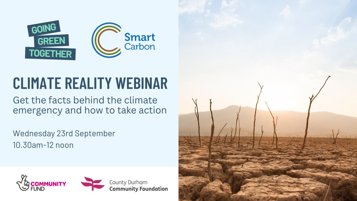 GoingGreen_NE's tweet photo. New event! Join us and @SmartCarbonCalc for a free 1-hour webinar on the facts behind the #ClimateCrisis, followed by a Q&amp;A on how to become sustainable and the support we can provide the voluntary and community sector. Register here: https://t.co/K9yxGHZBss https://t.co/TBiuHWh4lD