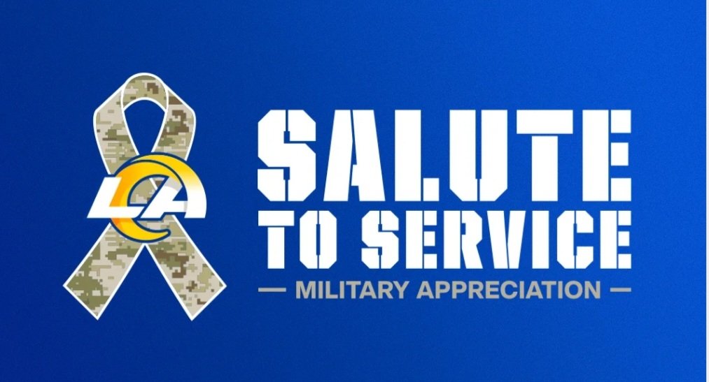 Mamas7272's tweet photo. Sunday November 13th at SoFi, the Los Angeles Rams along with the NFL and ourselves will be saluting our Military Community.  Thank you for your service. We are grateful for the sacrifices you have made. ~ @LARamsRepublic https://t.co/FaVcywH6mz