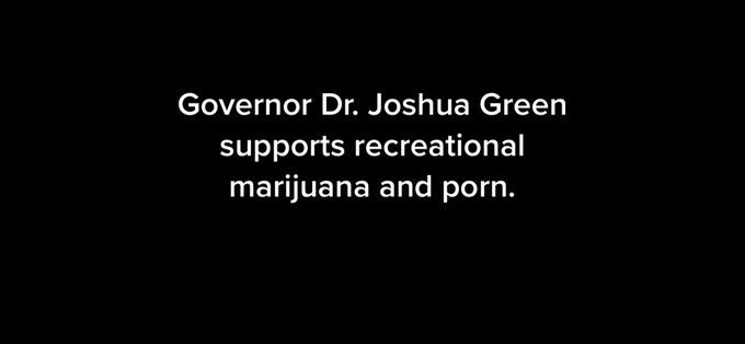 Governor Dr. Joshua Green supports recreational marijuana and porn. https://t.co/ed3kOZzybw<a href="/tag/viral"class="tags"><span>#viral</span></a>