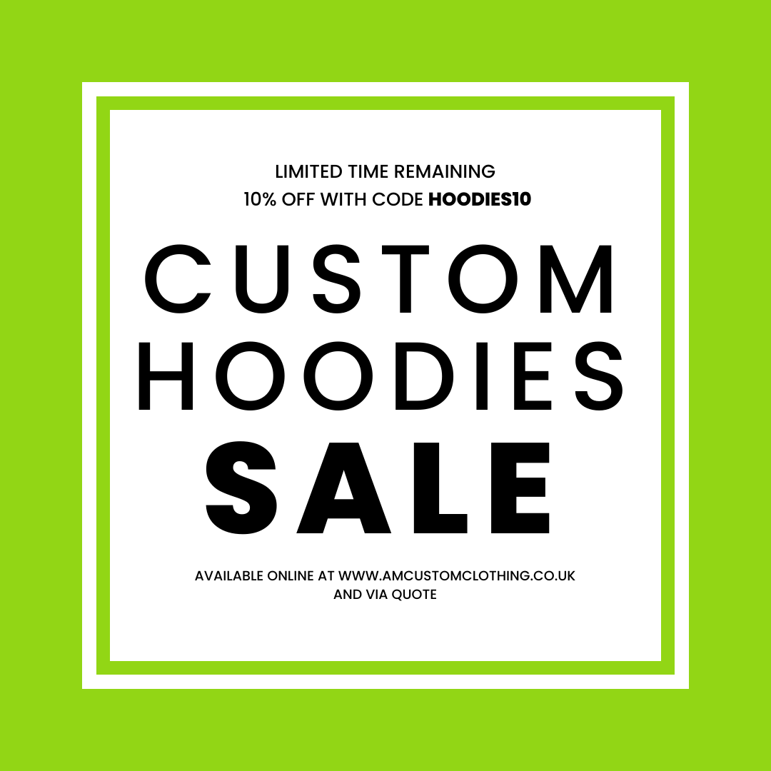 Enter code HOODIES10 at the checkout or quote the code when speaking to our sales team👌

amcustomclothing.co.uk/personalised-h…