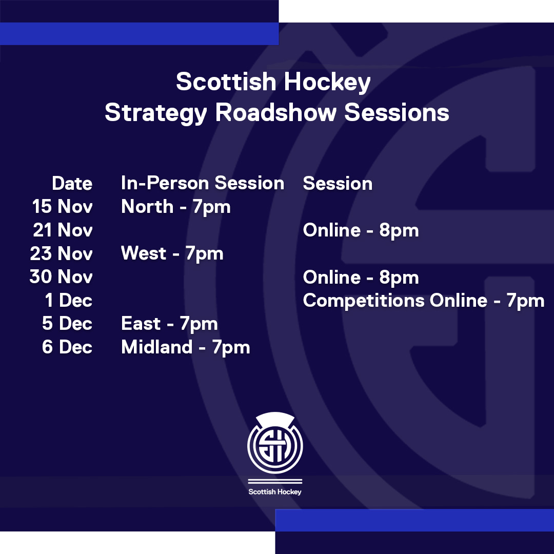 📢 You can now book your spot to take part in our strategy roadshow sessions. 

Contribute to the development of the new Scottish Hockey strategy. 🏑

Sign up here 👉 scottish-hockey.org.uk/scottish-hocke…