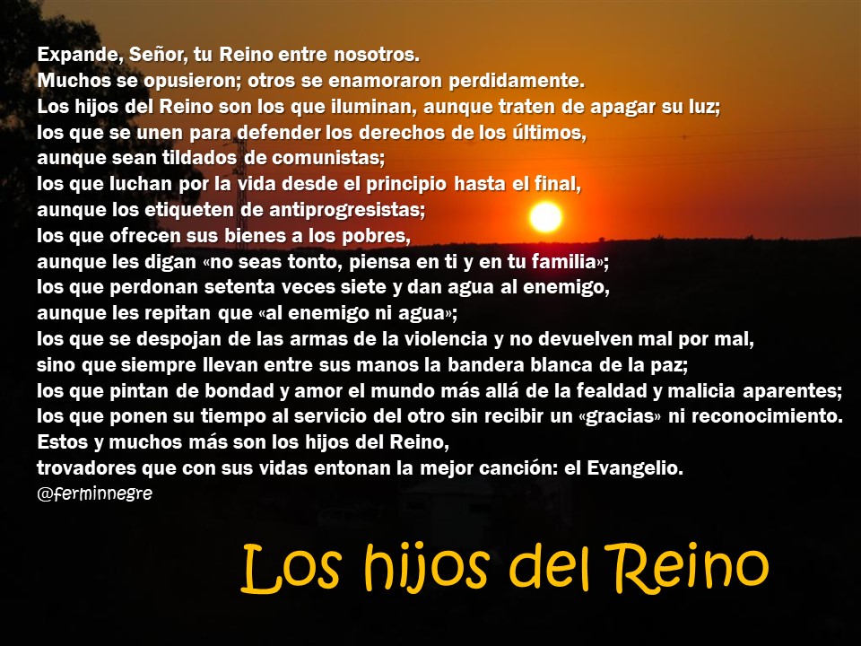 De mi colaboración hoy en #RezandoVoy #FelizJueves 

«Los hijos del Reino»
🌞🌱👇
