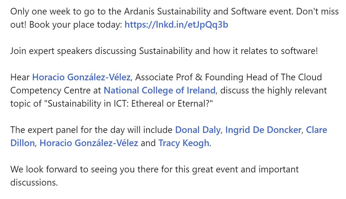 Only one week to go to the Ardanis Sustainability and Software event. Don't miss out! Book your place today: lnkd.in/etJpQq3b

#sustainability #sustainabledevelopment #software