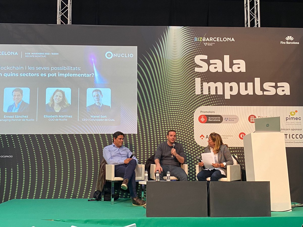 ManelSort's tweet photo. Was a pleasure to share the stage with @ernestsanchez01 and @elisabethmtz today at @bizbarcelona. #BizBarcelona2022 

We tackled the multiple sectors in which blockchain can be implemented and had a great discussion overall. Looking forward to coming back for the next edition! https://t.co/cq9w9eosXy