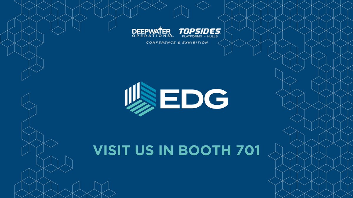EDGInc's tweet image. Come see #EDG in Booth 701 at the Deepwater Operations / Topsides Platforms - Hulls Conference and Exhibition today &amp;amp; tomorrow at Moody Gardens Conf. Center in Galveston, TX
#deepwatertopsides #deepwateroperations #oilandgasservices #oilandgas #oilandgasengineering #edginc
