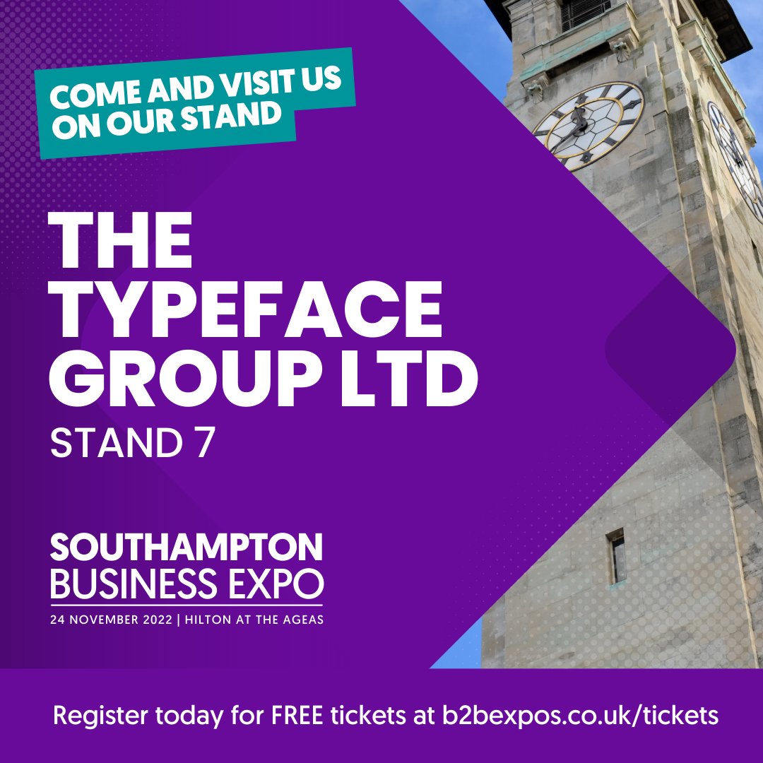 📢 Exhibitor Spotlight: The Typeface Group Ltd will be exhibiting at the upcoming Southampton Business Expo on Thursday 24th November at Hilton At The Ageas. Join <a href="/TypefaceGroup/">The Typeface Group</a> on stand 7! Register for tickets now ?? zpr.io/ReWzSRNhbfy5