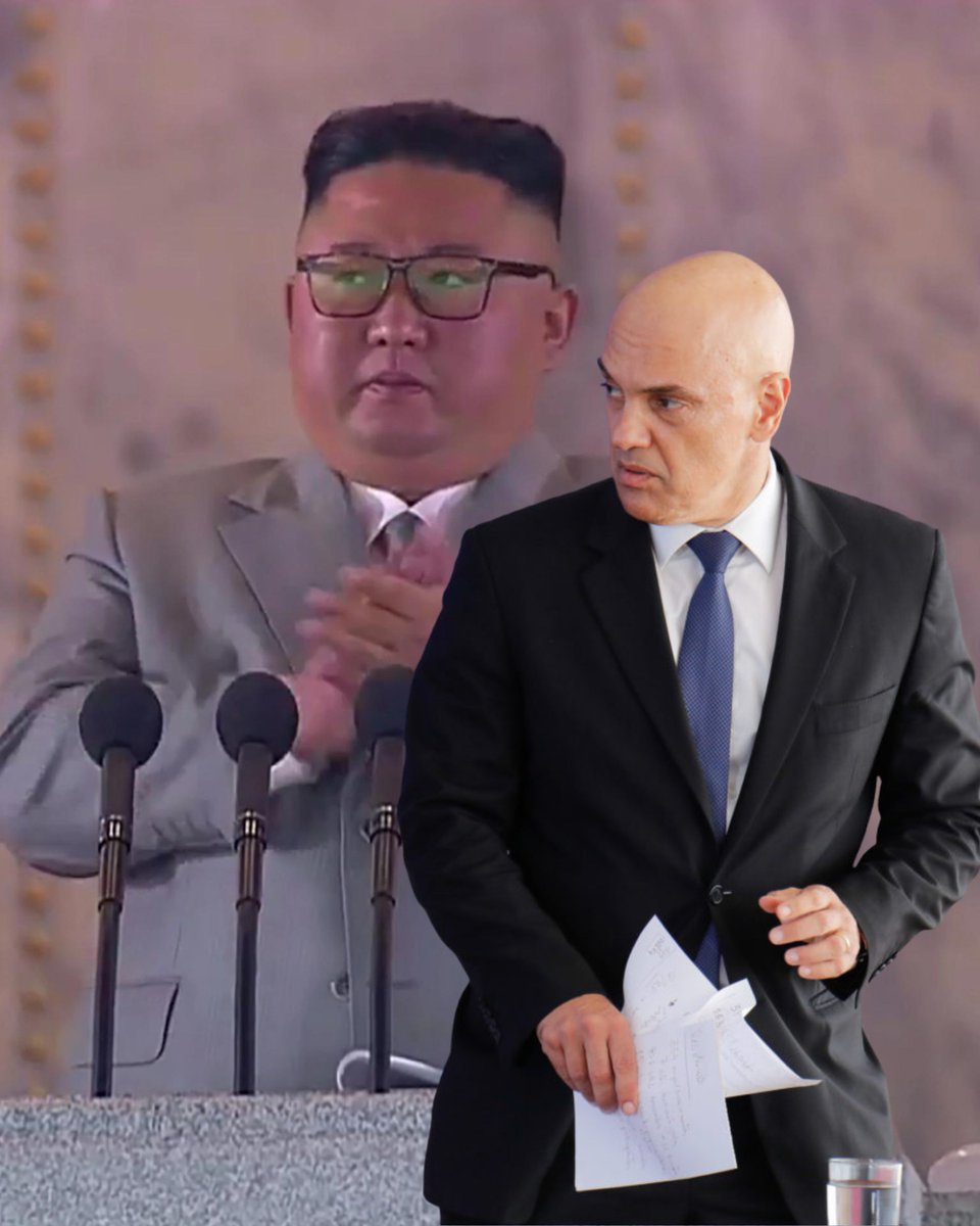 foIha_sp's tweet photo. DIPLOMACIA: O ditador norte-coreano Kim Jong-un convidou o ministro Moraes para receber o prêmio de "garantidor da democracia brasileira" https://t.co/eIBfpaIRzm