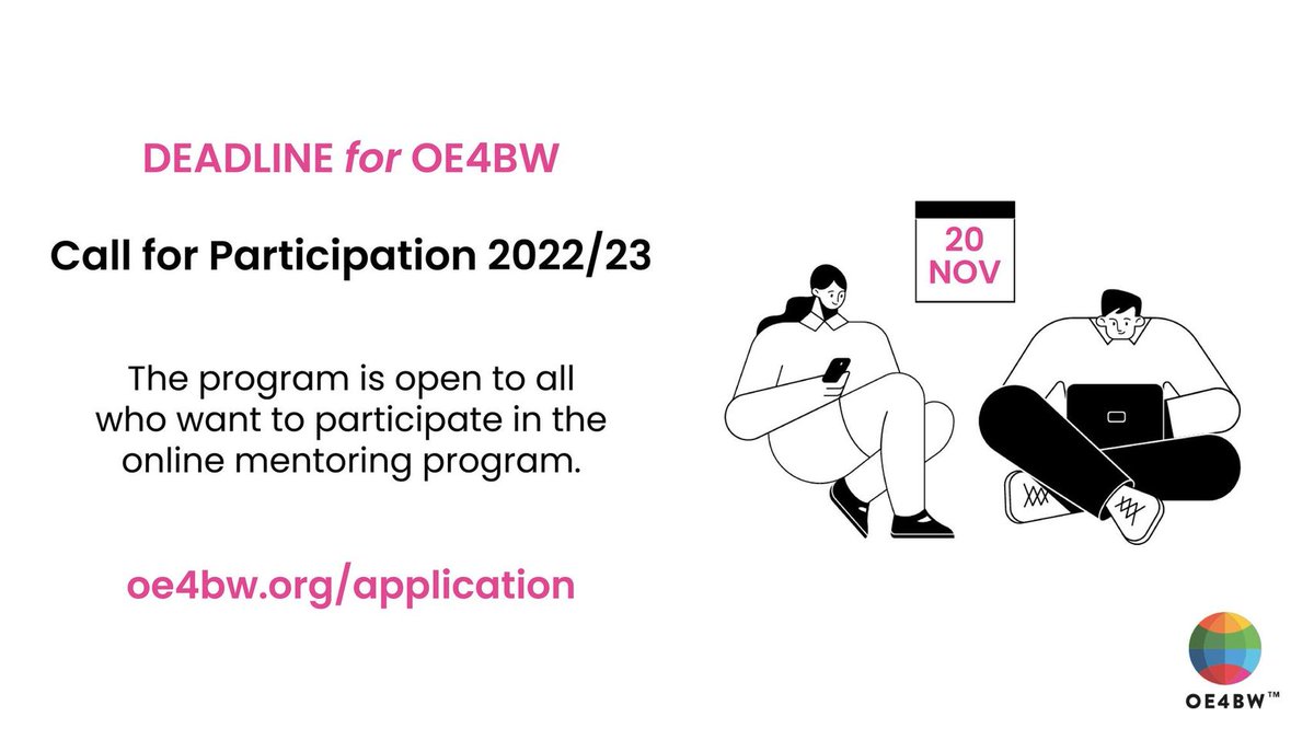 oe4bw's tweet photo. 📣Calls for developers and mentors for 2022/23 are now published here - https://t.co/EbRwCKMrx7
⏰️The deadline for application is 20 November 2022 (23:59 CET)
🌍We  are looking forward to many high quality and diverse applicants from all around the world.
#oe4bw, #oer https://t.co/lkXCgbFzng