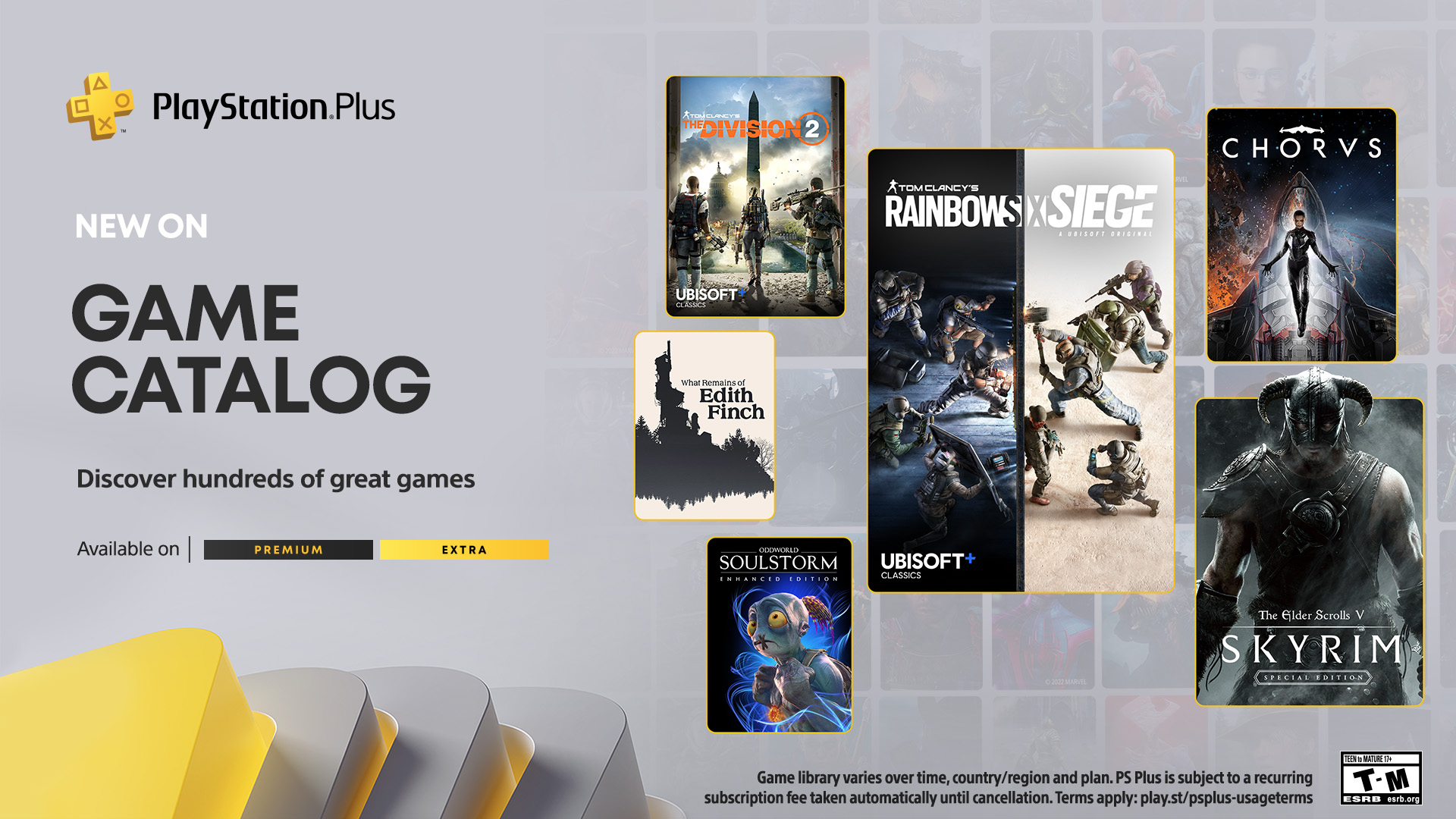 PlayStation on X: The PlayStation Plus Game Catalog lineup for November  includes: ➕ Skyrim ➕ Rainbow Six Siege ➕ Kingdom Hearts ➕ The Gardens  Between And many more. The full game list