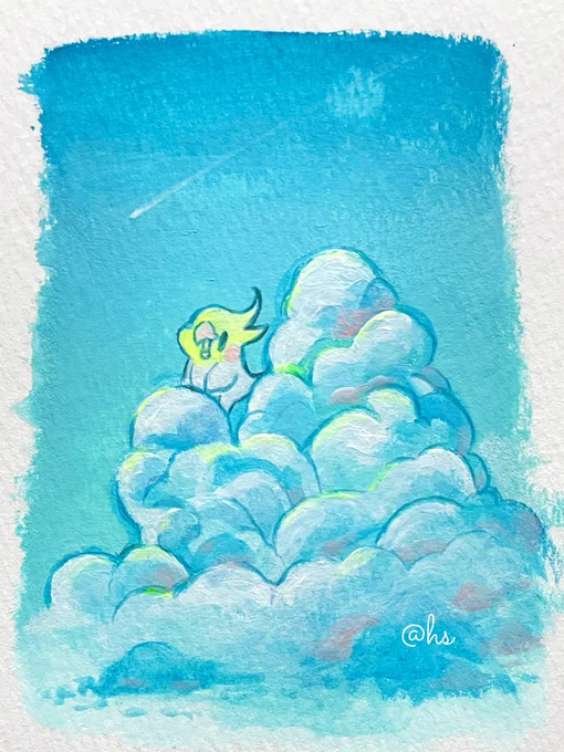 『空の想い出』#アクリル画 