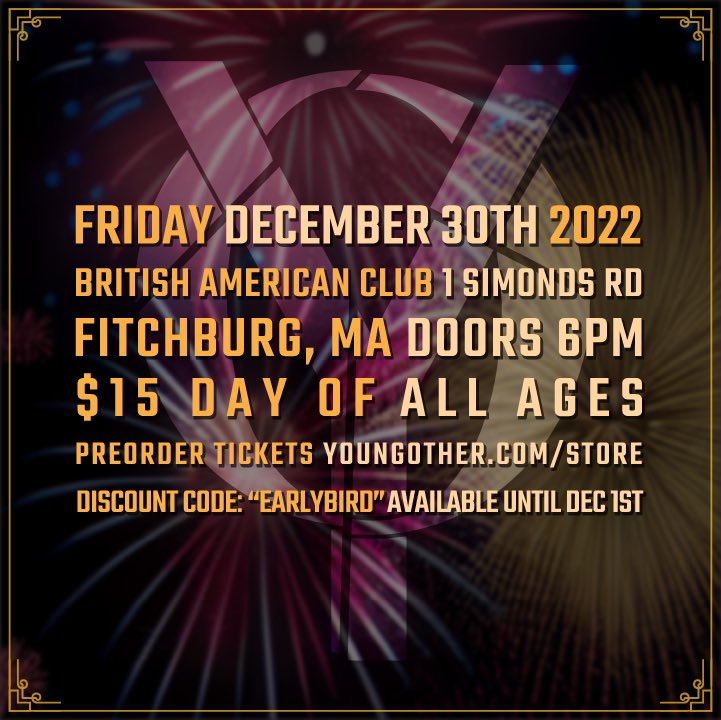 Very excited for this line up. Pre order your tickets and support your local scene! Thanks <a href="/Young_Other/">Young Other</a> for this great opportunity. 🤘🏻 All of these bands are awesome. 

Grab your tickets here: youngother.com/store/yo-new-y…

**DISCOUNT CODE: "EARLYBIRD" Until Dec 1st**