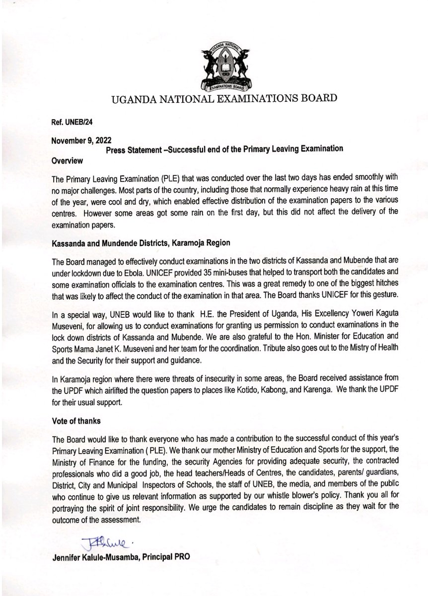 Uganda National Examinations Board tweet media