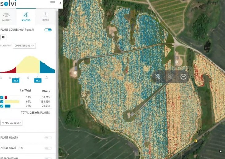 ByteDroneCenter's tweet photo. Counting some Christmas Trees using @SolviAgro ! Great thing about this software is that this stand count can be done with
RGB imagery. If you want to learn more, send us a DM @Agro_Byte
#plantcount #standcount #digitalfarming #precisionag https://t.co/Gw7LnvIKOR