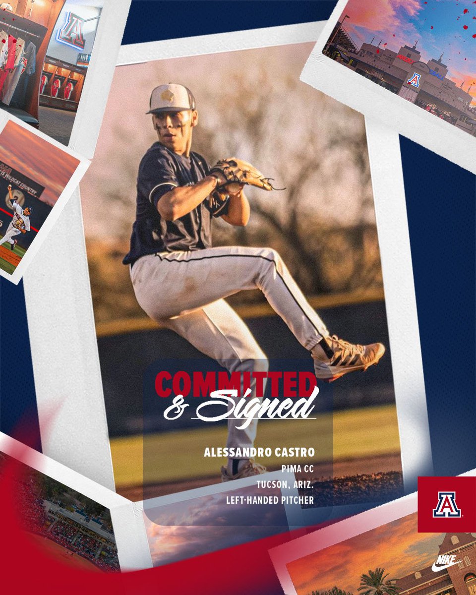 📨 𝓢𝓲𝓰𝓷𝓮𝓭, sealed, delivered. Welcome @Ale_baseball14 to the Wildcat family! #BearDown 

🏫 Pima CC
🏡 Tucson, Ariz.
⚾️ Left-handed pitcher