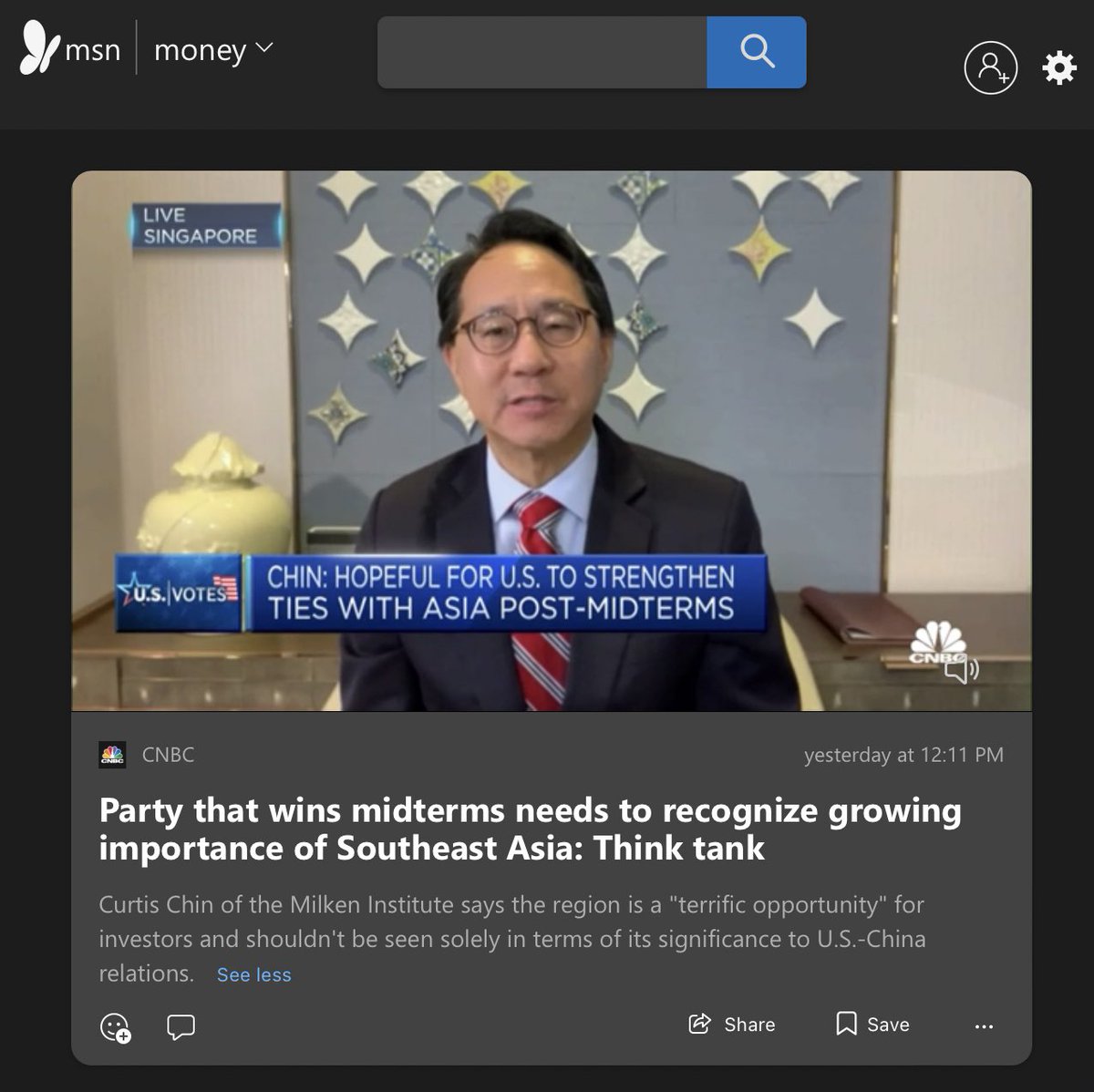 CurtisSChin's tweet photo. #SoutheastAsia remains a terrific opportunity for #investors in itself, &amp; should not be viewed simply in terms of its significance to US-China relations. https://t.co/XAvvgOni30

#thatsmymessageandImstickingwithit #aseanmatters @USASEANBusiness @MilkenInstitute #USElection #Asia https://t.co/B5g9UeBiTQ