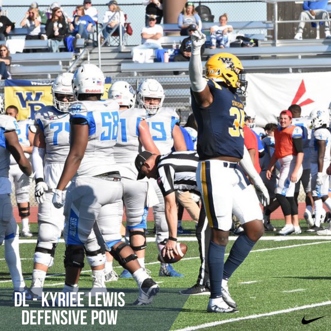 WPU_Football's tweet photo. Players of The Week vs. CU 

Offensive - Rafael Irizarry
Defensive - @kyriee56681617 
Special Teams - @iam__eric2 

#FlyTheWP #WinningPlays https://t.co/vLrU5TOAHH