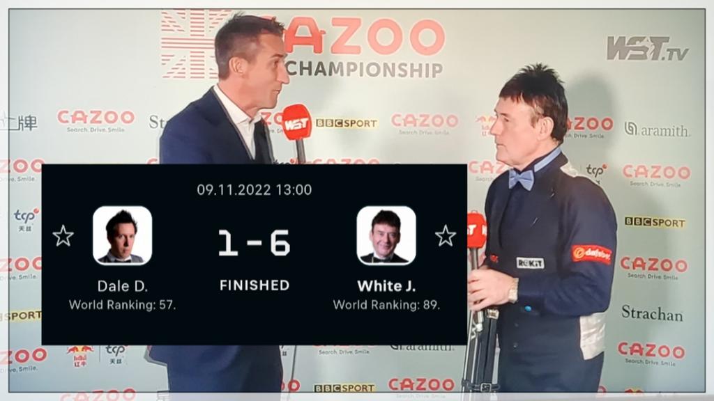 SnookerSimply's tweet photo. Brilliant brilliant brilliant stuff from @jimmywhite147 ...
#JimmyWhite 6-1 winner over #DominicDale and into the #ukchampionship 
Great interview by @robwalkertv On YouTube.
Congrats again Jim👍 https://t.co/MpmdXWcWSr