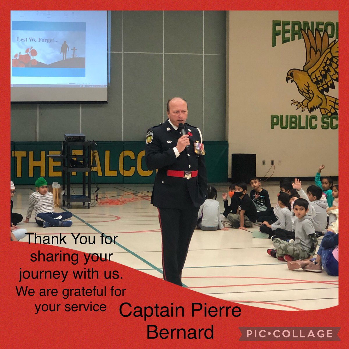 Jphillips_peel's tweet image. 🙏 Thank you to Captain Pierre Bernard for sharing his experiences of being a peacekeeper in Cyprus, Bosnia and Afghanistan.  @FernforestPS Ss are so grateful for your dedication, commitment, and service to Canada. @MrsCoxTeaches #thememoryproject