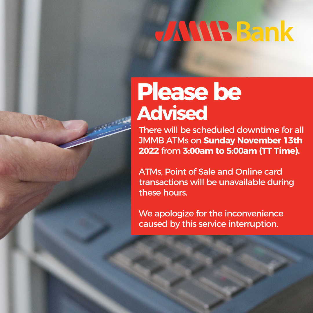 jmmbgrouptt's tweet image. Hello everyone!

We would like to advise that we are having a scheduled downtime.

Date: Sunday 13th November, 2022
Time: 3:00am -5:00am

We appreciate your patience, and we apologize for the inconvenience caused by this service disruption.

#jmmbtt