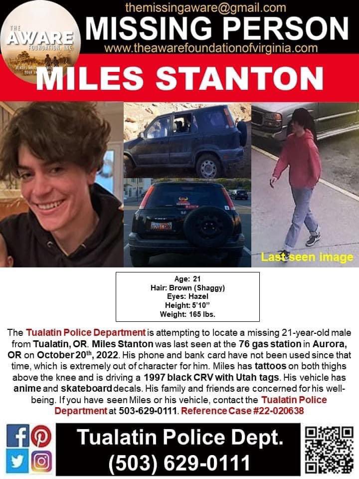 Rose on Twitter "Miles Stanton was last seen at the 76 gas station in