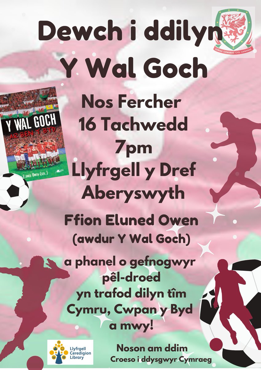 Digwyddiad arall i'r Wal Goch - mae <a href="/ffioneluned24/">Ffion Eluned Owen</a> yn weithgar iawn, fel y gwelwch!

Caiff y digwyddiad hwn ei gynnal ar nos Fercher, y 16eg o Dachwedd am 7yh yn Llyfrgell y Dref, Aberystwyth. 

Dewch yn llu!

#yagym