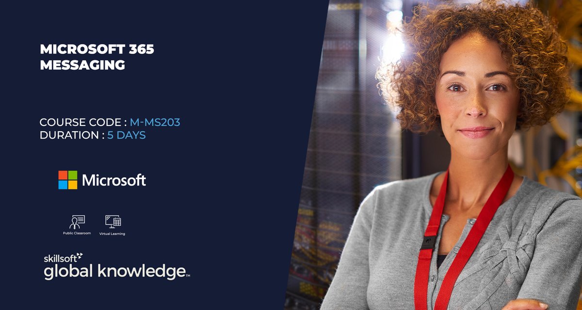 GlobalMea's tweet photo. This course examines the key elements of Microsoft 365 messaging administration, including message transport and mail flow, messaging security, hygiene, and compliance.
Learn More
https://t.co/AZ89qyn7Je 

#GlobalKnowledge #Microsoft #publicclassroom #virtuallearning https://t.co/AjLWDVgqnz