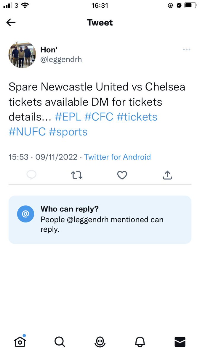 SamPickersgill's tweet photo. @NSpares anyone know if this guy is legit?? Says he’s bought the tickets from a website called livefootballticket. What does any think? Should I buy or not https://t.co/HjehtngCNW
