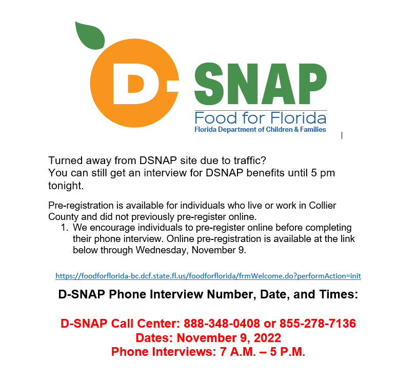 Collier County Government on Twitter "Turned away from DSNAP site due