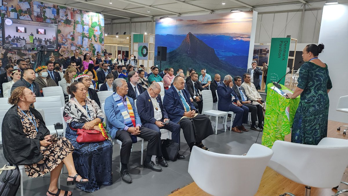 ForumSEC's tweet photo. Health of our people a key measure of the indicators central to #Pacific2050 strategic goals for peaceful, prosperous region-  incoming Forum Chair, #CookIslds PM Mark Brown @COP27P event visioning our world in the next generation. @CKI_MFAI #1point5tostayalive #implementationCOP https://t.co/LaKb8ZP0Cw