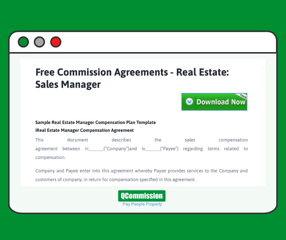QCommission1's tweet photo. In need of a free sales commission agreement sample for your Sales Managers in the Real Estate Industry? We have just what you need. Get it here: https://t.co/SbSxRU8XPb

#salesmanager #commissionagreement #salescompensationagreement #salesperformancemanagement #sampletemplate https://t.co/4ykL3FWZRM