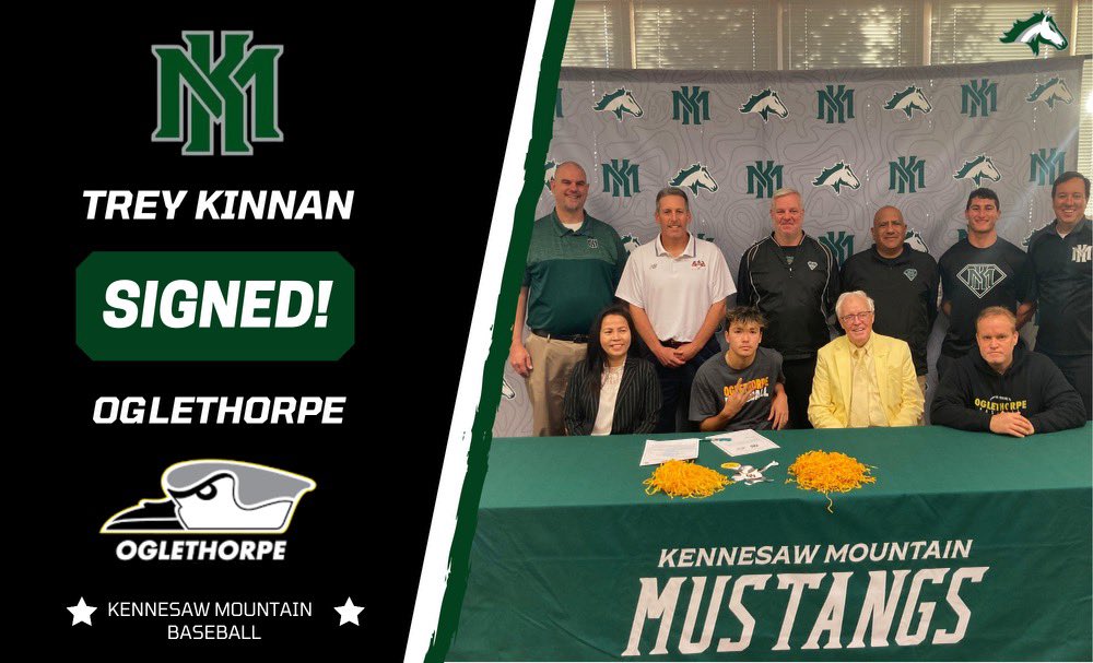 From <a href="/KsawMtnBaseball/">Kennesaw Mountain Mustang Baseball</a>, Trey Kinnan, who signed with <a href="/GoPetrelsBSB/">Oglethorpe University Baseball</a>!
